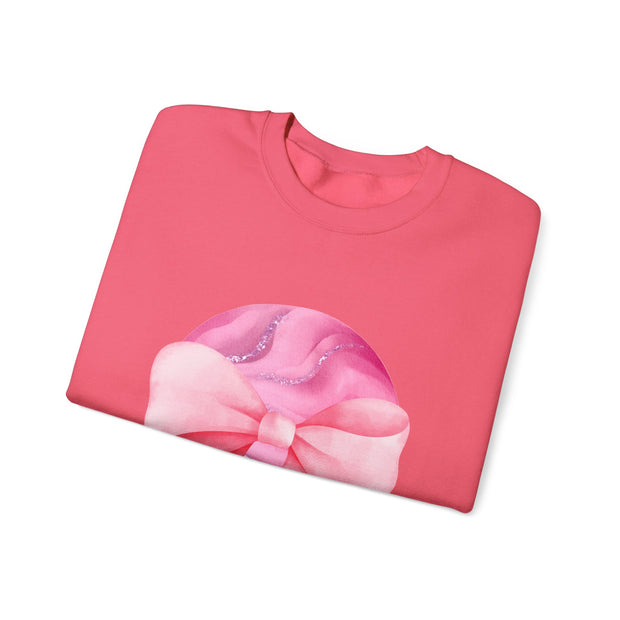 Pink Planet Wrapped In A Bow Unisex Crewneck Sweatshirt