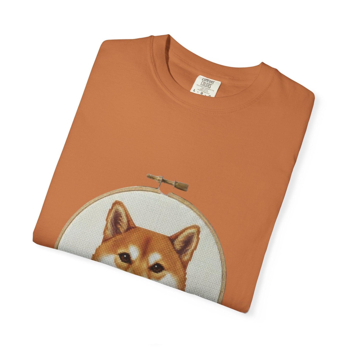 Shiba Inu Embroidery Hoop T-shirt | Dog Portrait Floral