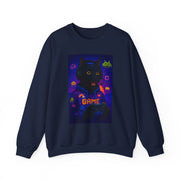 Cozy Gamer Cat Sweatshirt - Unisex Heavy Blend™ Crewneck, Perfect for Gaming Nights, Halloween, Cat Lovers, Gift Ideas, Comfortable Wear