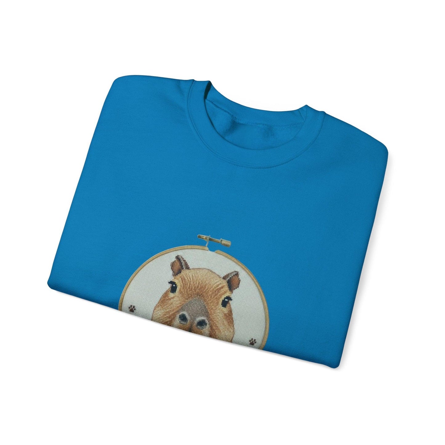 Cute Capybara Portrait Crewneck Sweatshirt | Floral Wreath Animal Art