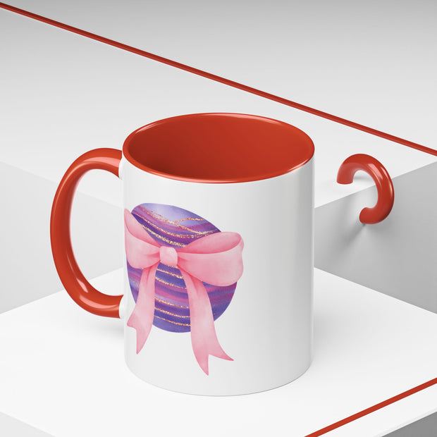 Pink/Purple Planet Wrapped In A Bow Accent Coffee Mug