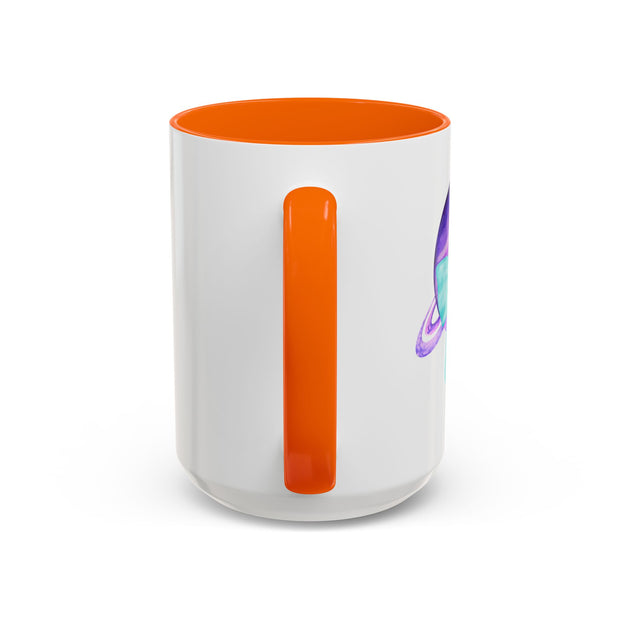 Purple Saturn Wrapped In A Bow Accent Coffee Mug