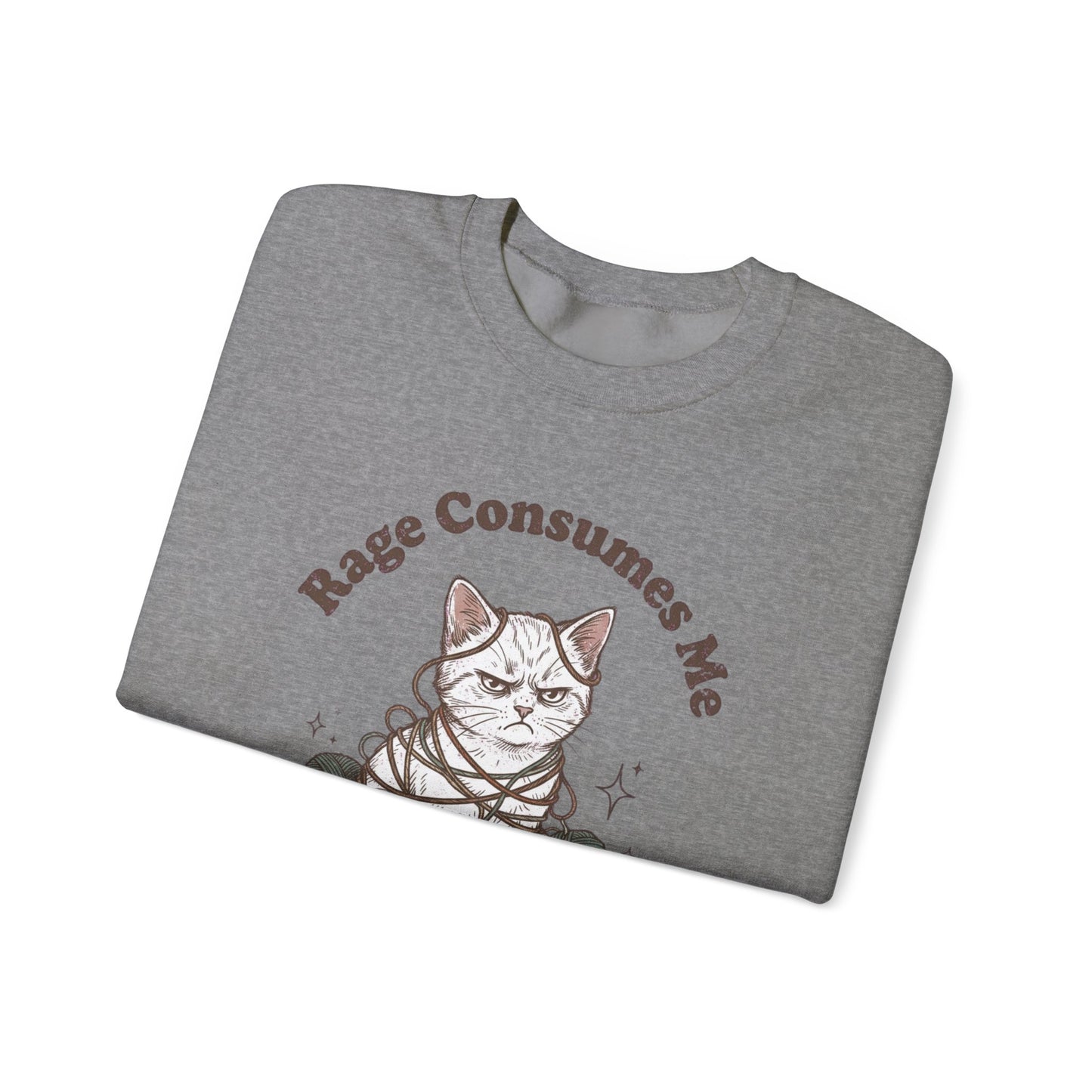 Rage Consumes Me Crochet Cat Shirt, Funny Knitting Tee, Grandma Hobbies Sweatshirt