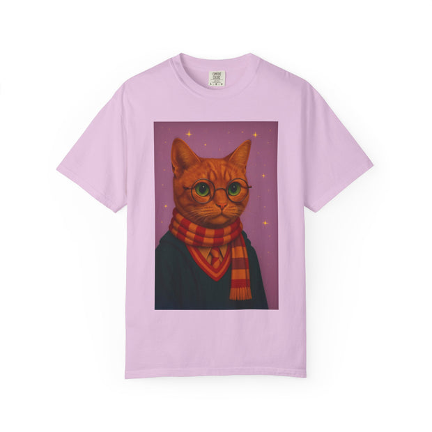 Pawgwarts Orange Cat Wizard T-Shirt