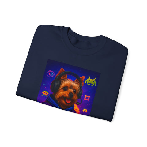 Gaming Yorkie Controller Sweatshirt | Gamer Yorkshire Terrier graphic crewneck