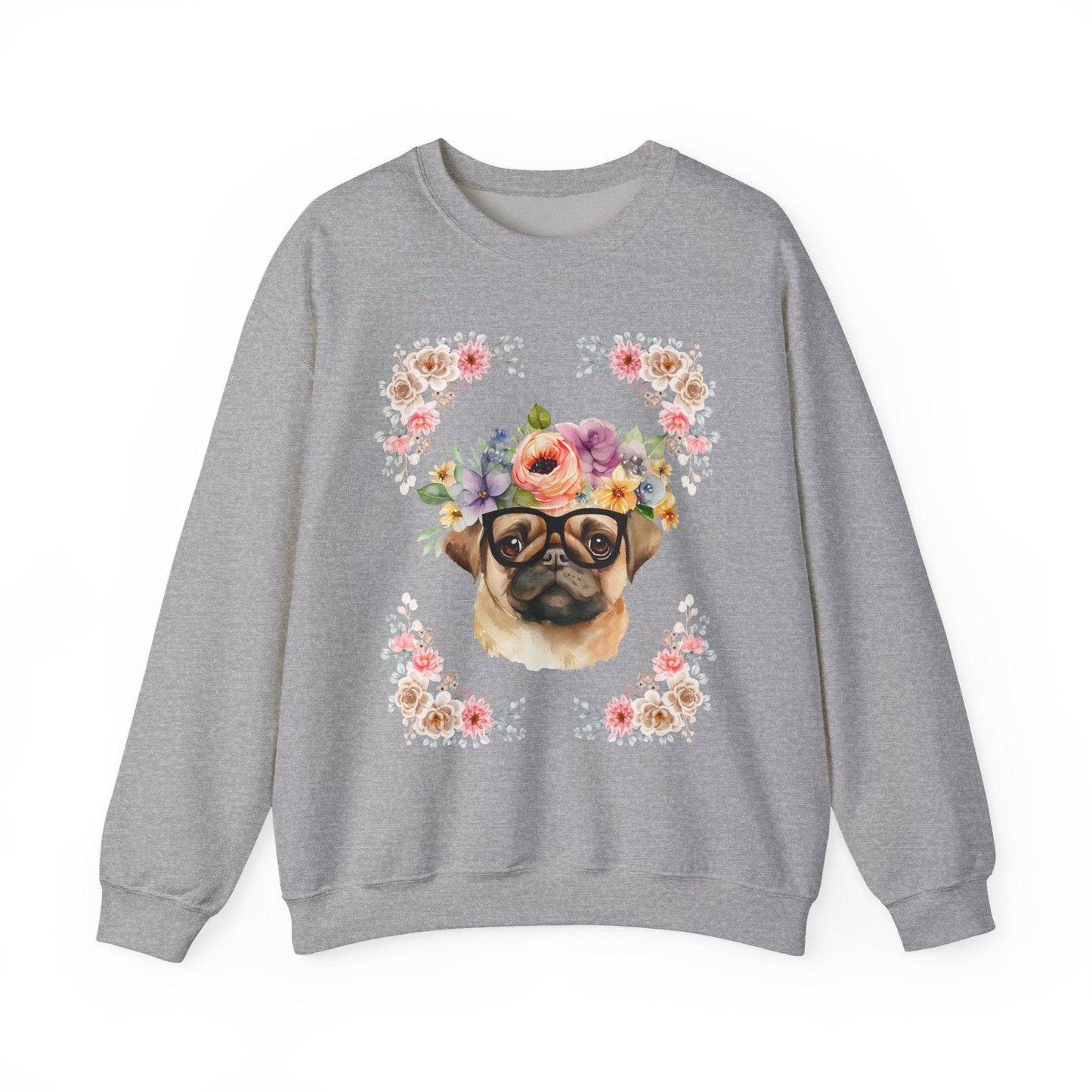 Geeky Goddess Pug Unisex Crewneck Sweatshirt