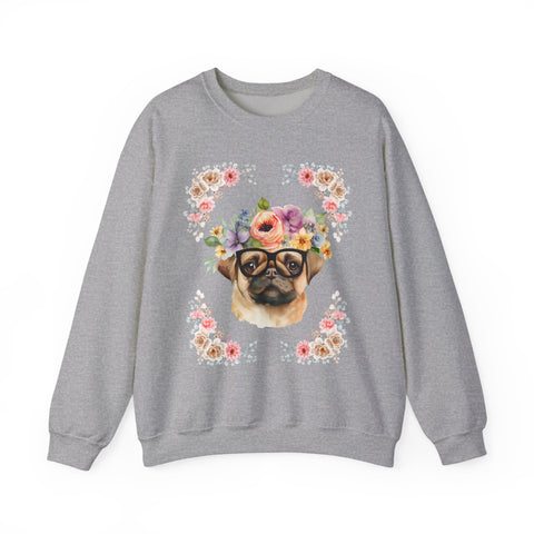 Geeky Goddess Pug Unisex Crewneck Sweatshirt