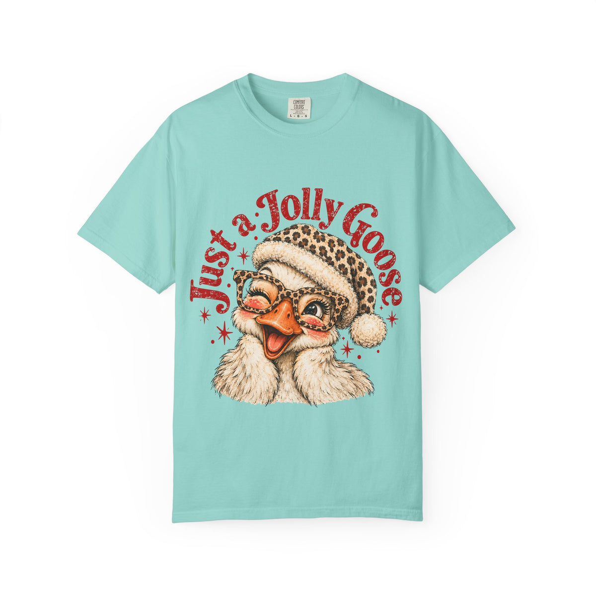 Jolly Goose Christmas Shirt, Funny Christmas Goose Tee, Leopard Santa Goose Shirt, Goose Lover Gift, Retro Holiday T-Shirt