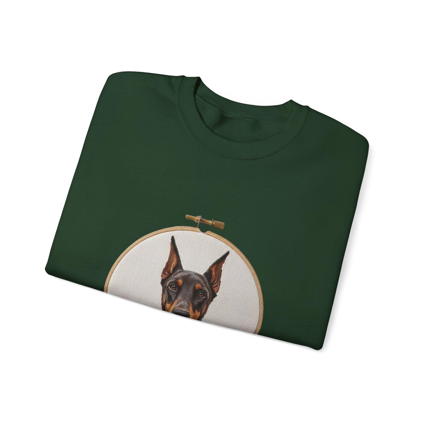Doberman Portrait Embroidery Hoop Sweatshirt | Dog Face Crewneck