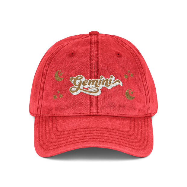 'Gemini' Vintage Wash Embroidered Cap