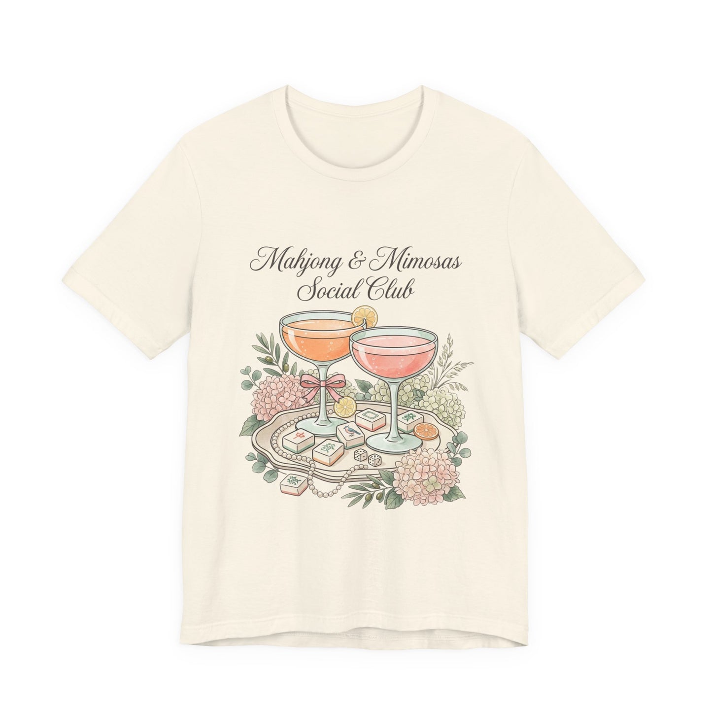 Mahjong & Mimosas Shirt, Mahjong Social Club Tee, Pastel Mahjong Graphic T-Shirt, Brunch Club Gift for Her