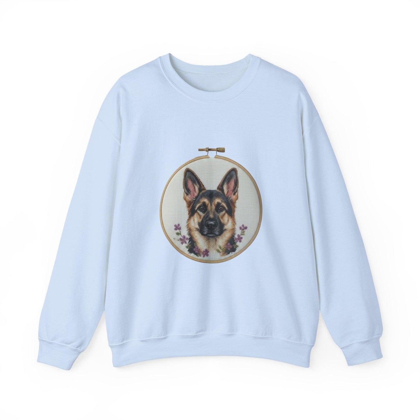 German Shepherd Portrait Embroidery Hoop Sweatshirt | Floral Dog Face