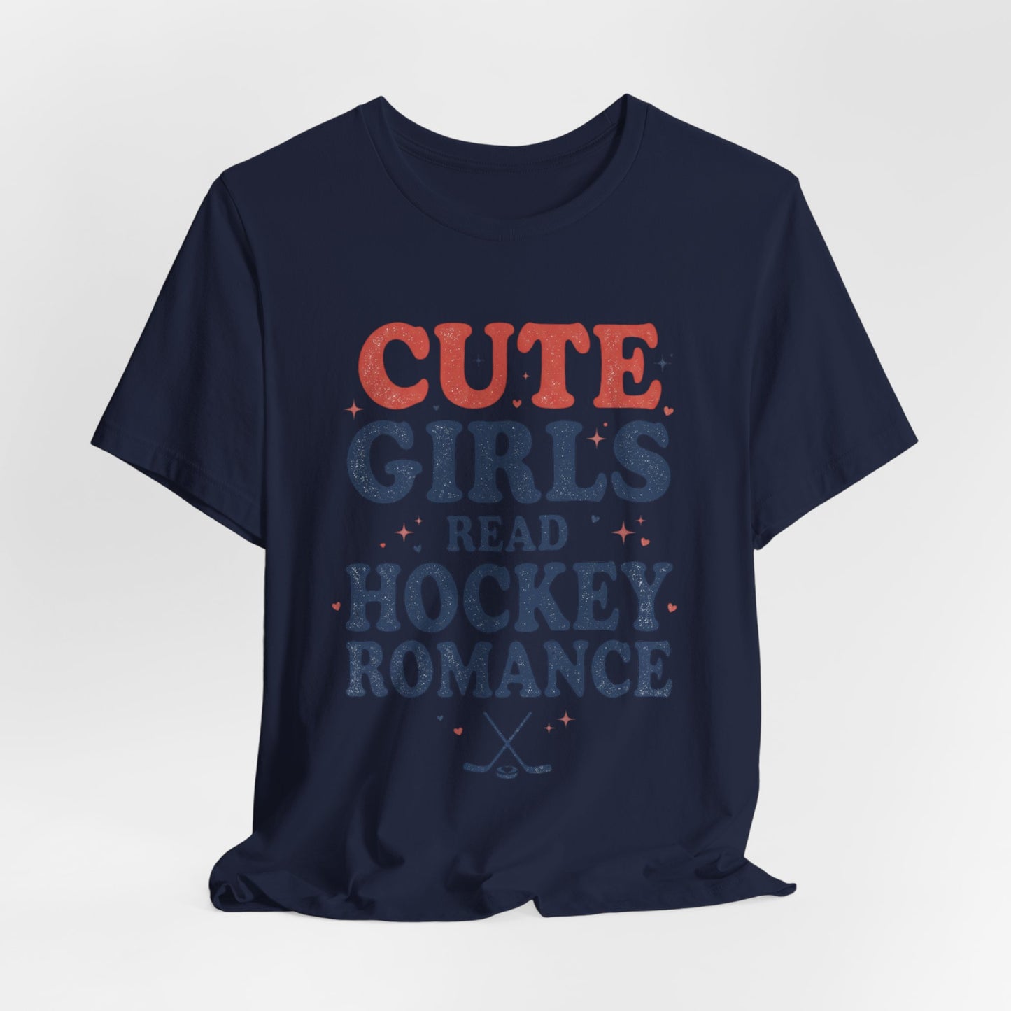 Cute Girls Read Hockey Romance Shirt, Hockey Romance Booktok Tee, Sports Romance Reader Graphic T-Shirt