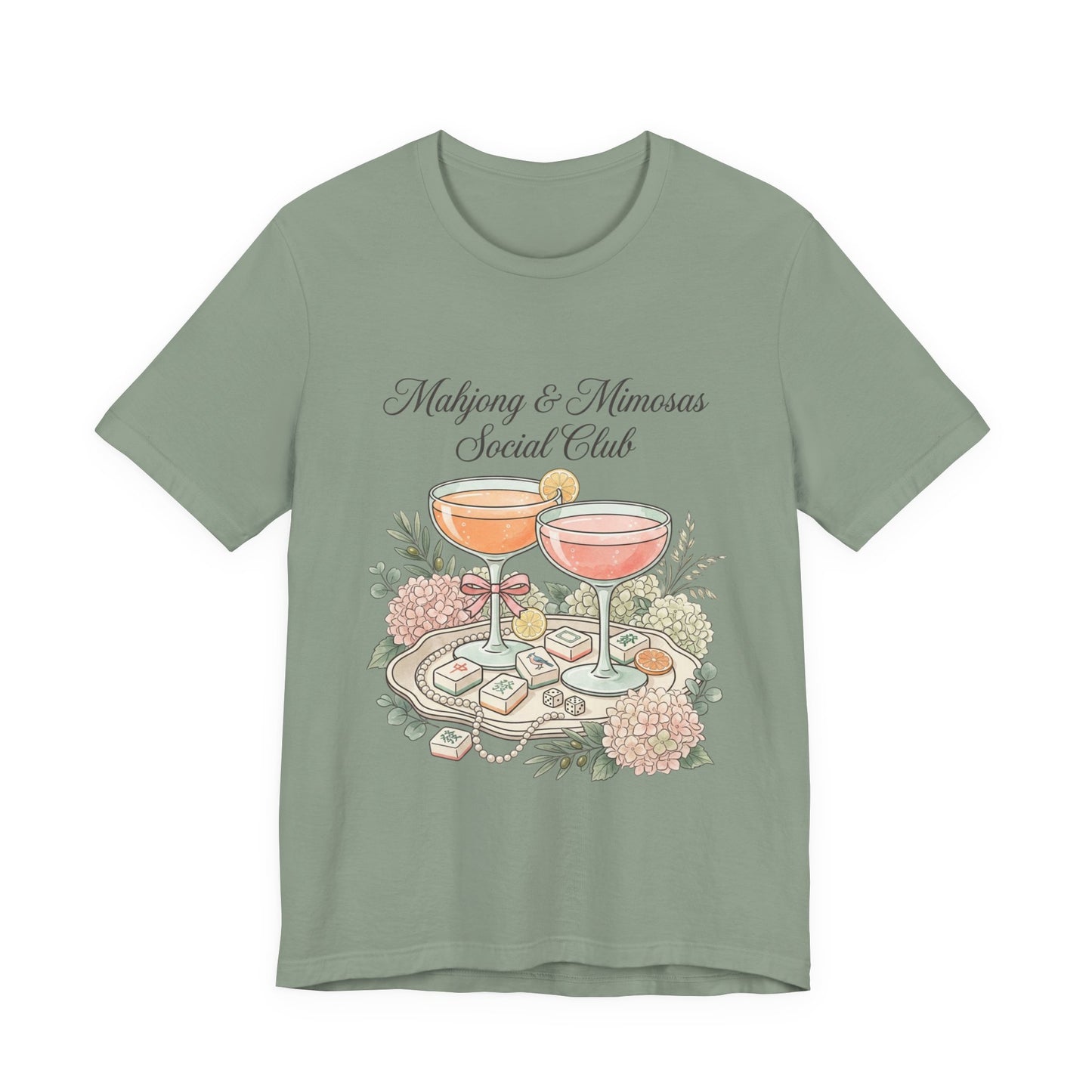 Mahjong & Mimosas Shirt, Mahjong Social Club Tee, Pastel Mahjong Graphic T-Shirt, Brunch Club Gift for Her
