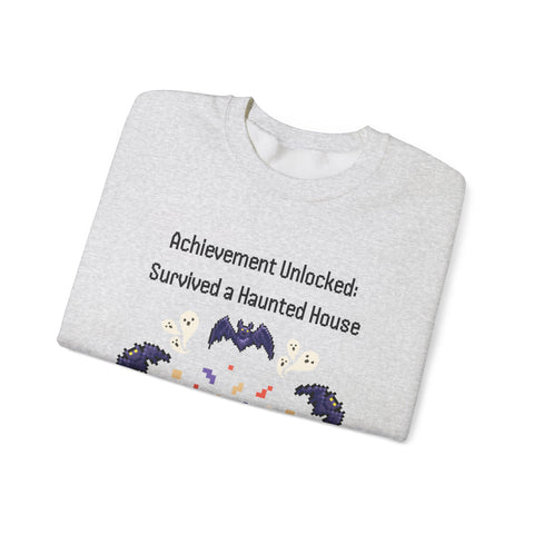 'Achievement Unlocked: Survived A Haunted House' Unisex Crewneck Sweatshirt