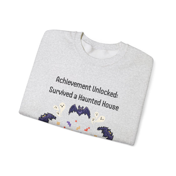 'Achievement Unlocked: Survived A Haunted House' Unisex Crewneck Sweatshirt