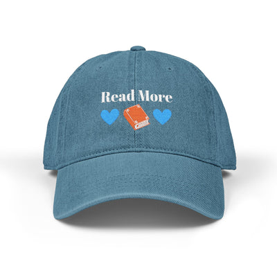 'Read More' Denim Embroidered Cap