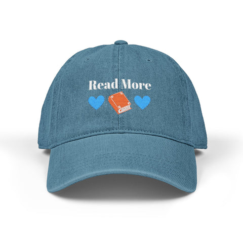 'Read More' Denim Embroidered Cap