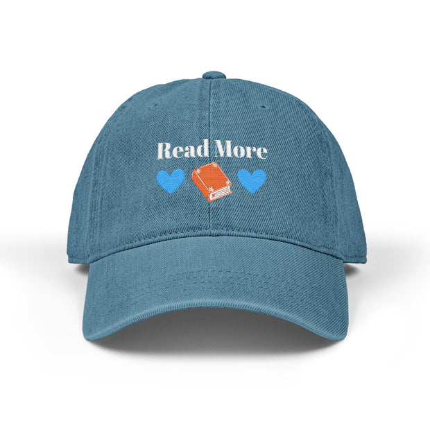 'Read More' Denim Embroidered Cap