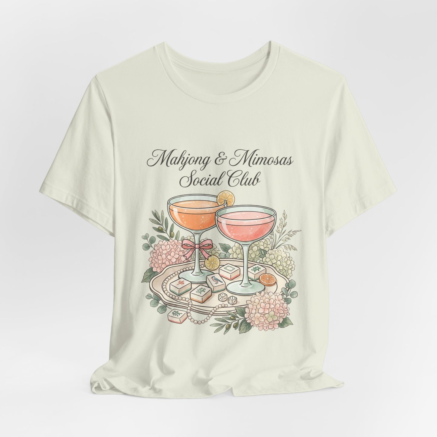 Mahjong & Mimosas Shirt, Mahjong Social Club Tee, Pastel Mahjong Graphic T-Shirt, Brunch Club Gift for Her