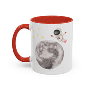 Astronaut Flying To The Moon Accent Coffee Mug