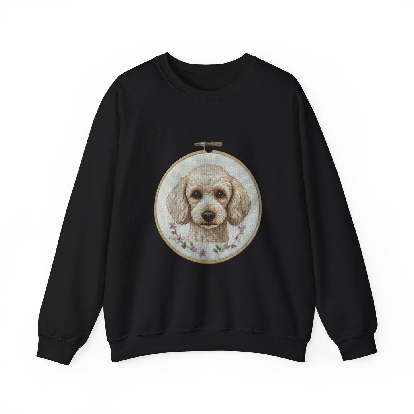 Vintage Embroidery Poodle Portrait sweatshirt | Dog Hoop Art