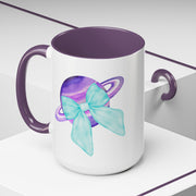 Purple Saturn Wrapped In A Bow Accent Coffee Mug