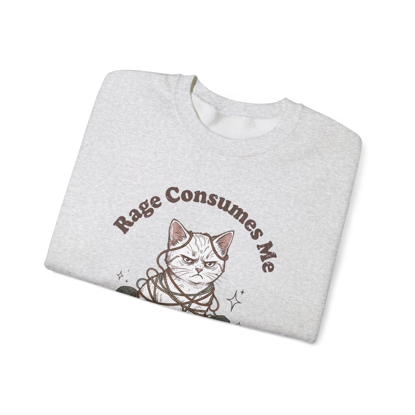 Rage Consumes Me Crochet Cat Shirt, Funny Knitting Tee, Grandma Hobbies Sweatshirt