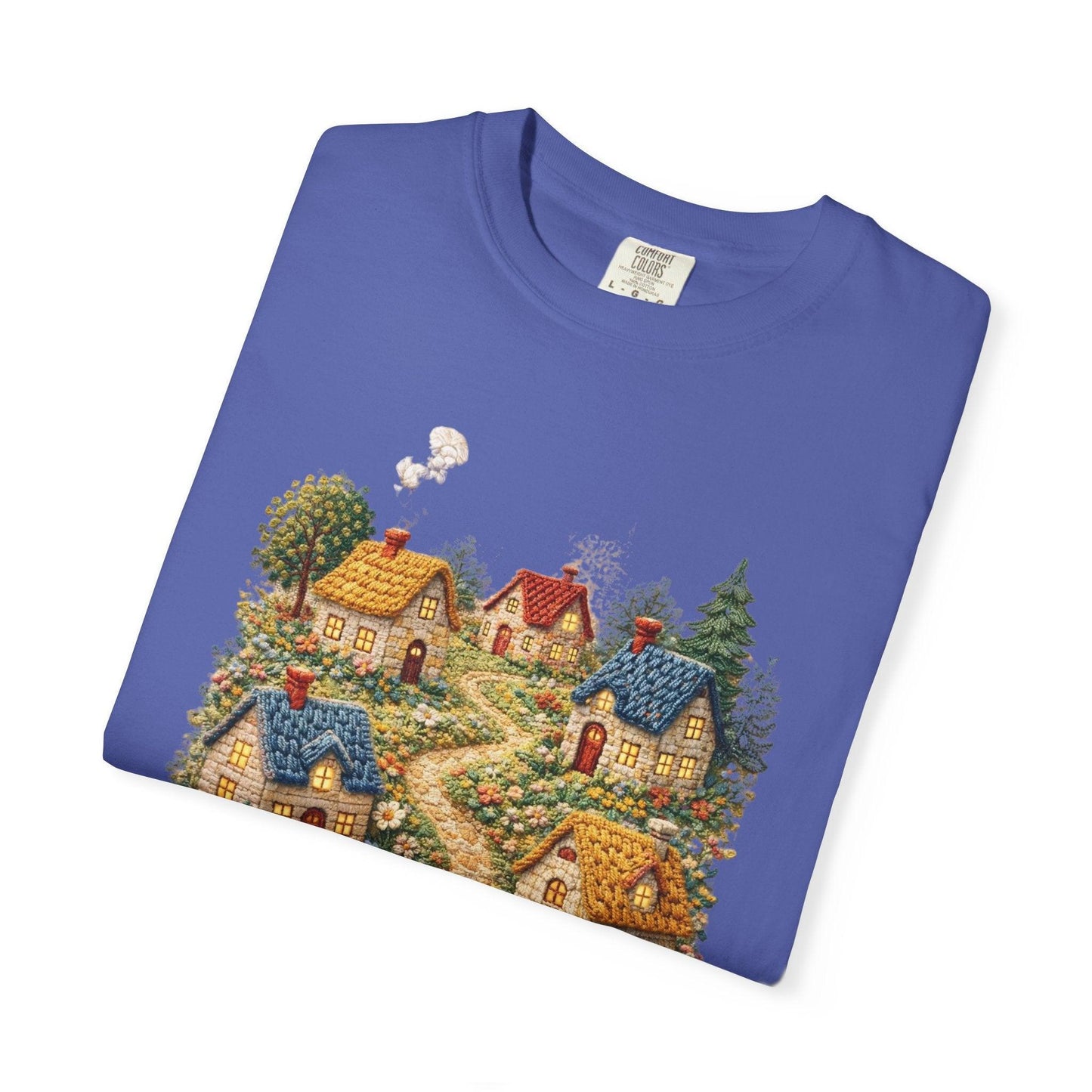 Cottage Garden Path T-shirt | Floral Village Illustration