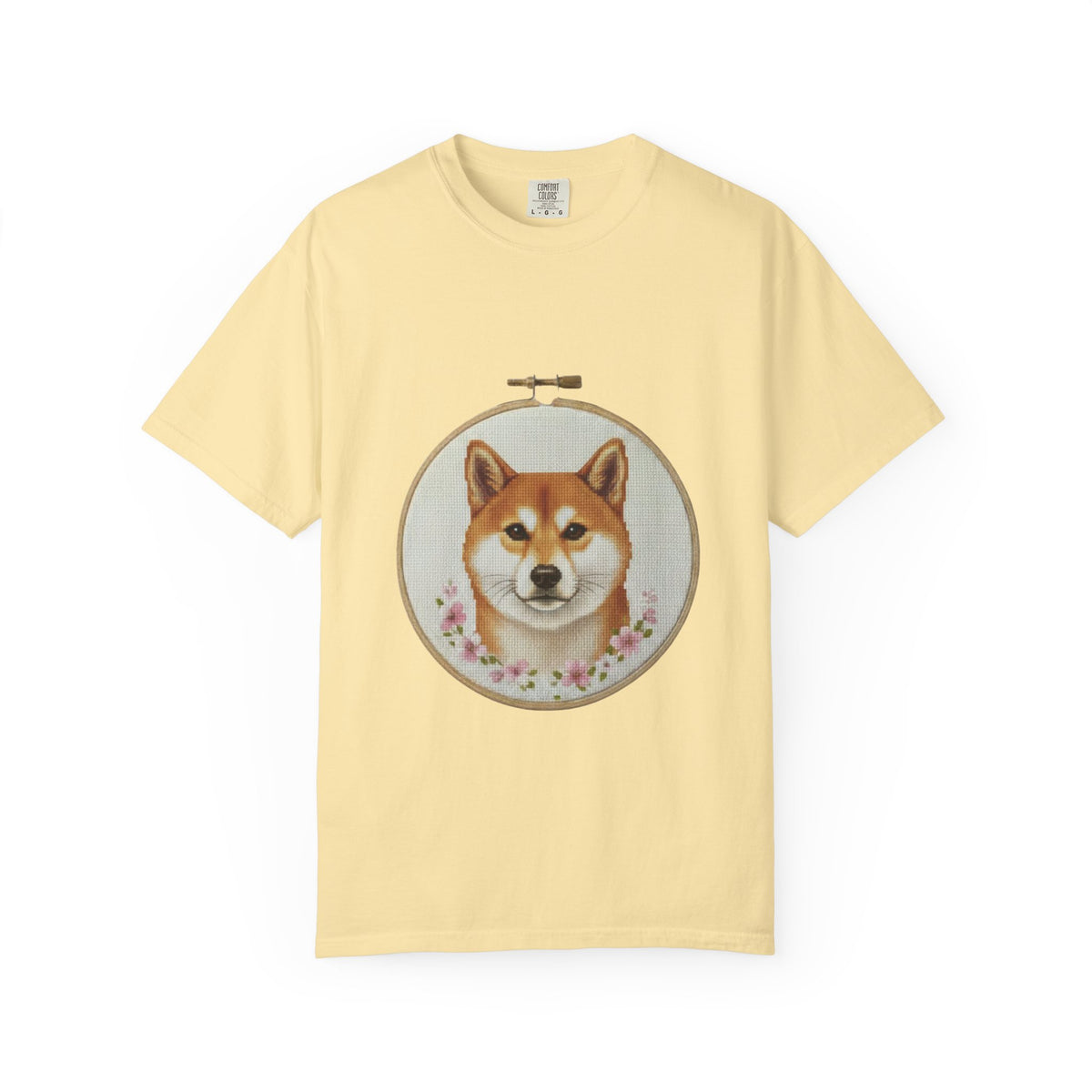 Shiba Inu Sweatshirt, Shiba Mom Gift, Vintage Cross Stitch Dog, Embroidered Floral Crewneck
