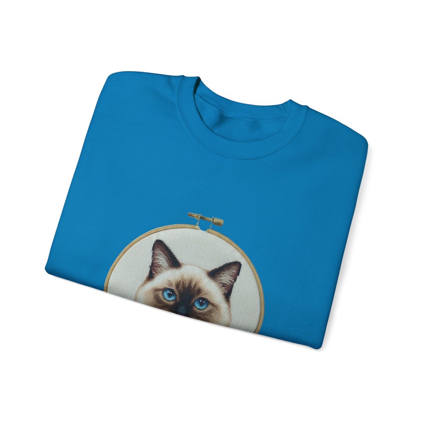 Siamese Cat Portrait Sweatshirt | Embroidery Hoop Floral Frame