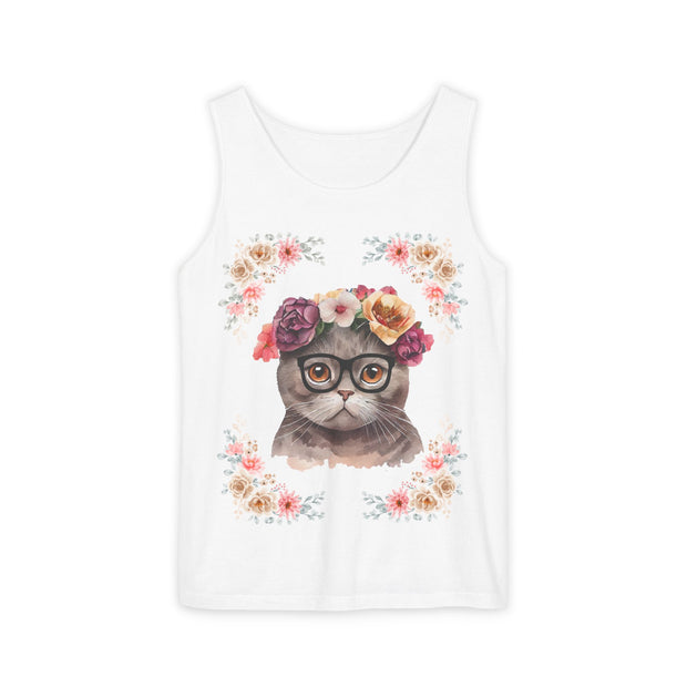 Geeky Goddess Dark Gray Cat Unisex Tank Top
