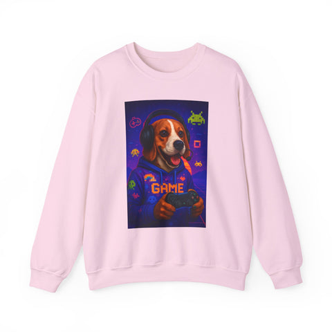 Game On Beagle Sweatshirt, Gamer Gift, Cute Pet Sweatshirt, Video Game Crewneck, Unique Dog Lover Apparel