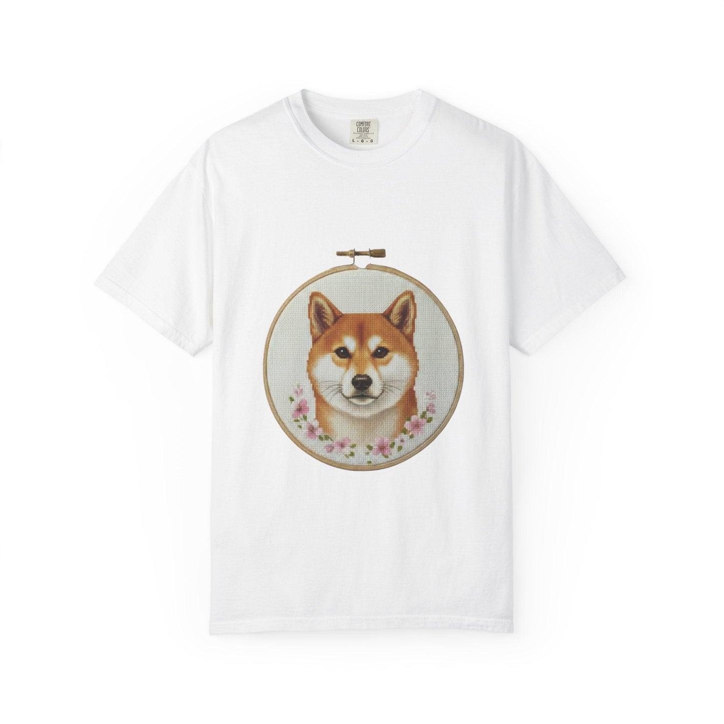 Shiba Inu Sweatshirt, Shiba Mom Gift, Vintage Cross Stitch Dog, Embroidered Floral Crewneck