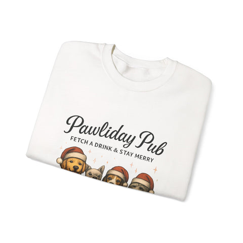 Pawlidday Pub Sweatshirt, Cozy Dog Lover Crewneck, Funny Pet Sweatshirt, Holiday Dog Apparel, Gift for Animal Lovers