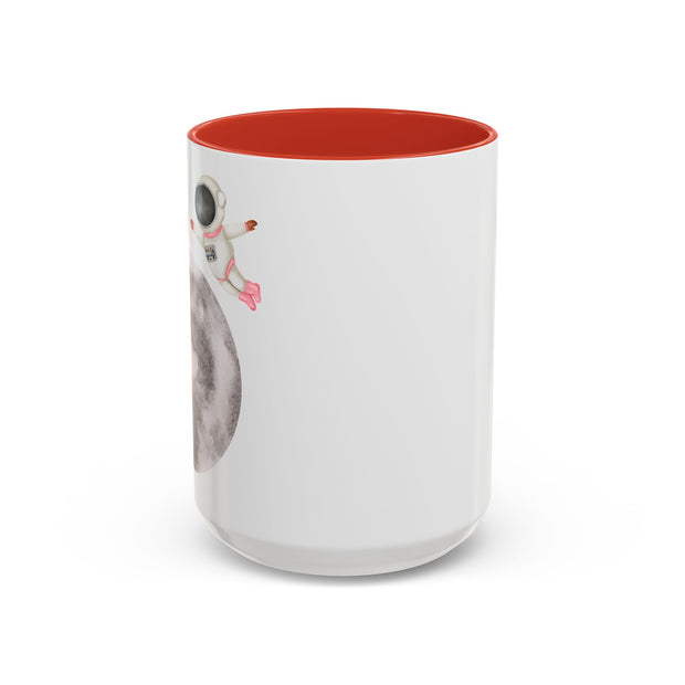 Astronaut Flying To The Moon Accent Coffee Mug