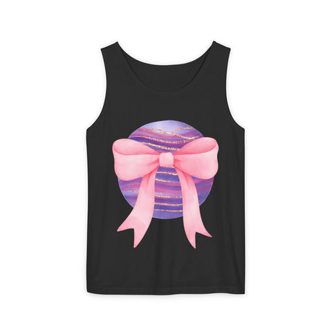 Pink/Purple Planet Wrapped In Bow Unisex Tank Top