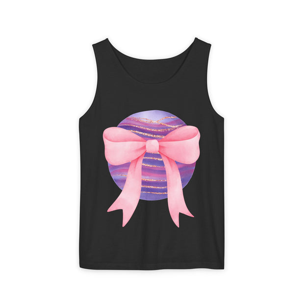 Pink/Purple Planet Wrapped In Bow Unisex Tank Top