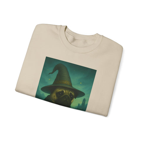 Wizard Pug Sweatshirt, Cozy Unisex Sweatshirt, Funny Pet Lover Gift, Halloween Apparel, Casual Trendy Crewneck