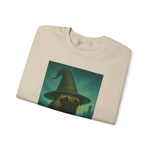 Wizard Pug Sweatshirt, Cozy Unisex Sweatshirt, Funny Pet Lover Gift, Halloween Apparel, Casual Trendy Crewneck