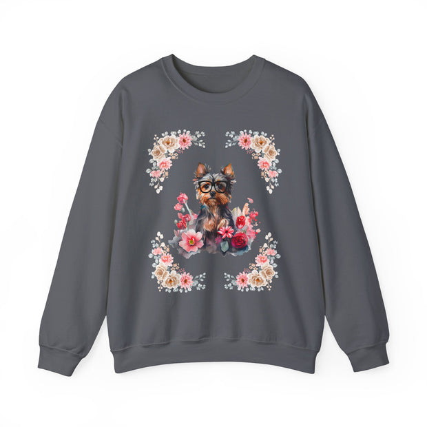 Geeky Goddess Yorkie Unisex Crewneck Sweatshirt