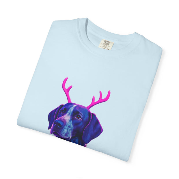 Neon Reindeer German Shorthaired Pointer T-Shirt | Festive Sweater Pup Holiday Tee