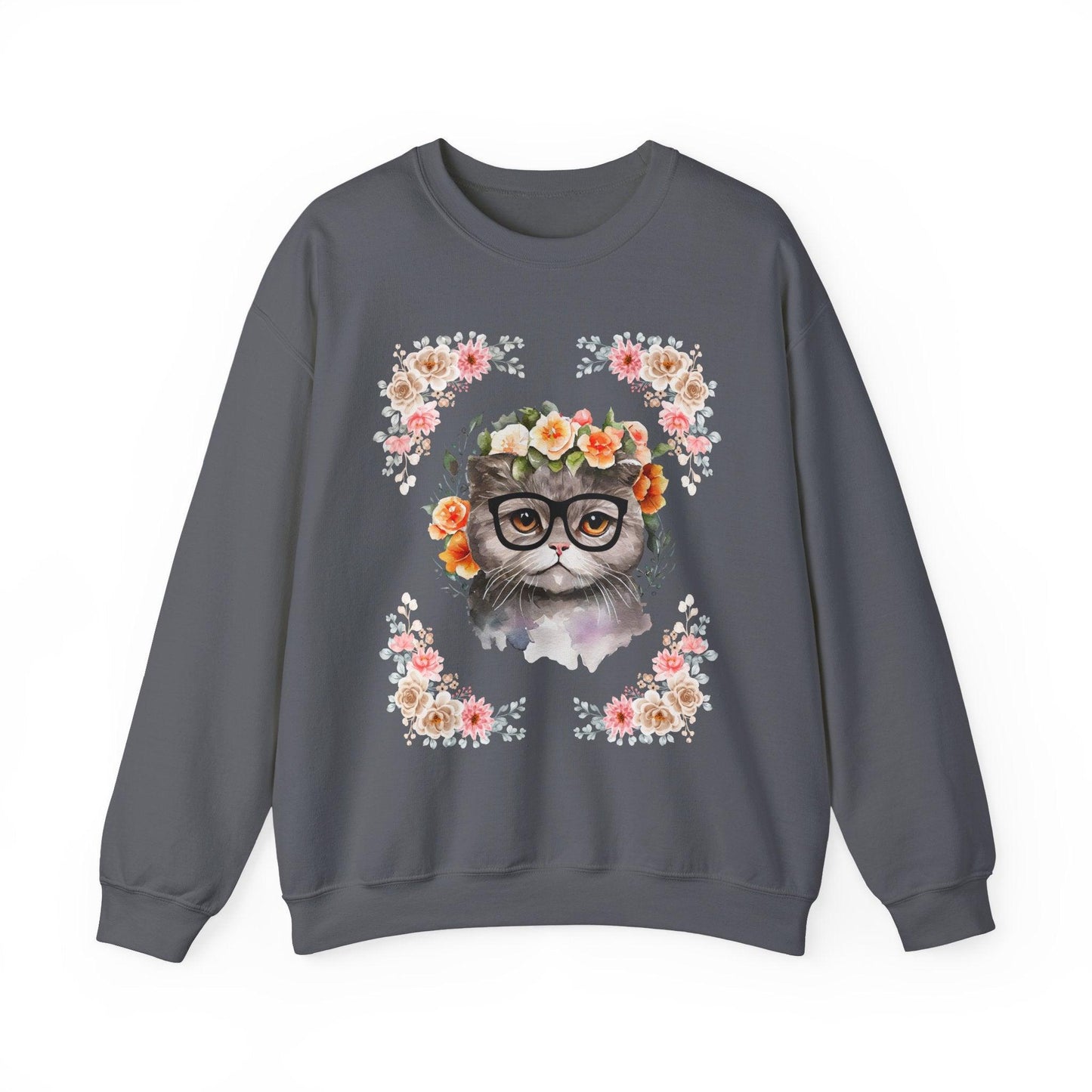 Geek Goddess Gray Cat Unisex Crewneck Sweatshirt