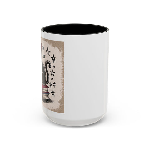 Cat and Book Lover's Accent Coffee Mug