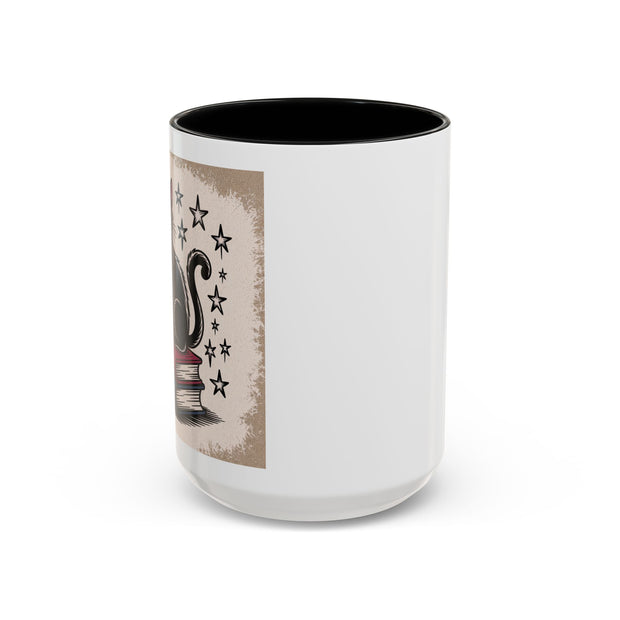 Cat and Book Lover's Accent Coffee Mug