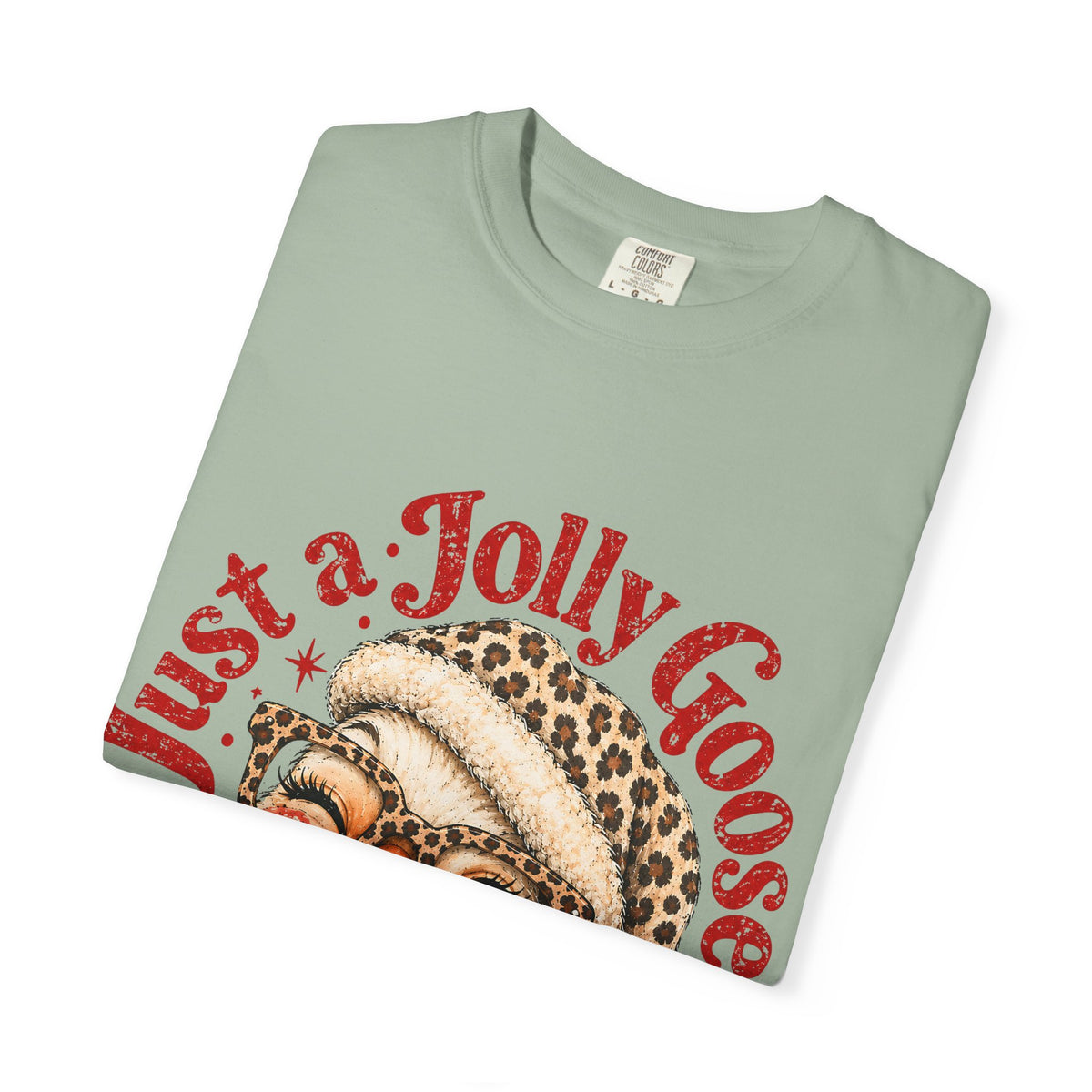 Jolly Goose Christmas Shirt, Funny Christmas Goose Tee, Leopard Santa Goose Shirt, Goose Lover Gift, Retro Holiday T-Shirt