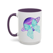 Purple Saturn Wrapped In A Bow Accent Coffee Mug