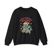 Cozy Fantasy Holidays Sweatshirt, Cute Dragon Gift, Unisex Holiday Apparel, Warm Crewneck Sweater, Casual Winter Outfit