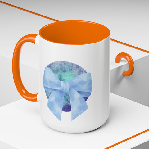 Blue/Green Planet Wrapped In A Bow Accent Coffee Mug
