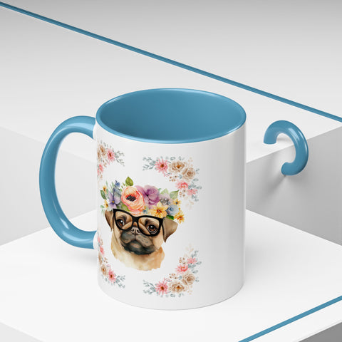 Geeky Goddess Pug Accent Coffee Mug